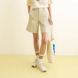 【Arnold Palmer 雨傘】女裝-聯名繡花設計牛仔五分褲(奶白色)