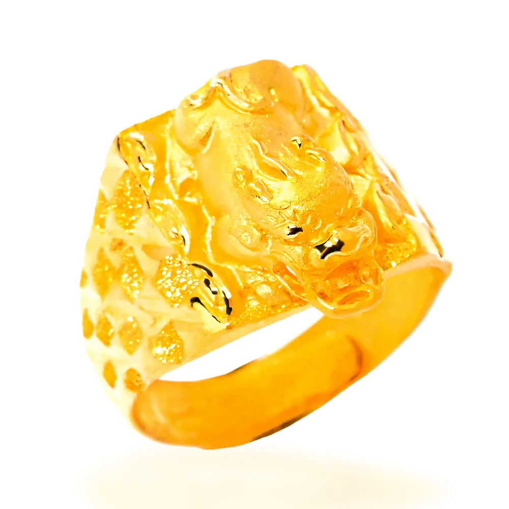 【福西珠寶】黃金戒指 立體貔貅方戒(金重4.01錢+-0.03錢)