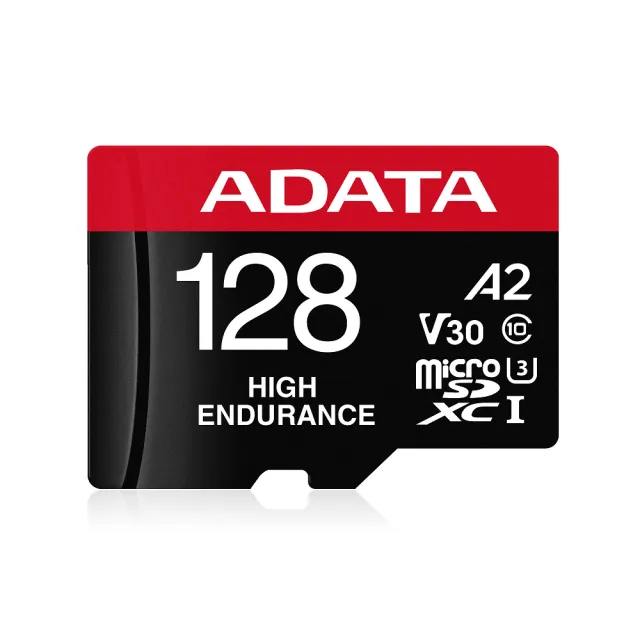 二入組【ADATA 威剛】High Endurance  microSDXC UHS-I U3 A2 V30 128G 高耐用記憶卡(附轉卡)