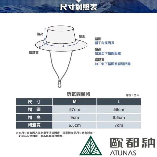 【ATUNAS 歐都納】中性款防曬抗UV透氣遮陽休閒圓盤帽(A1AHFF03N深灰/防潑水/戶外旅遊/登山健行/露營)