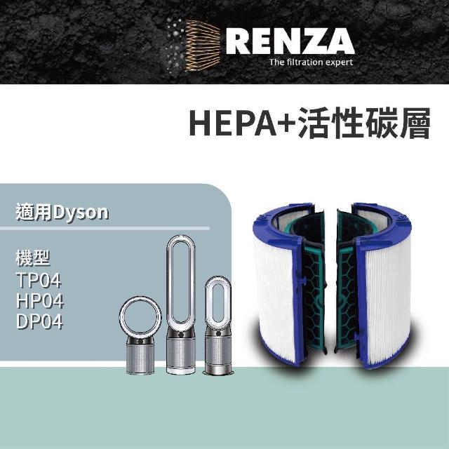 【RENZA】適用 Dyson 戴森 TP04 HP04 DP04 空氣清淨機(高效HEPA+活性碳濾網 濾芯 濾心)