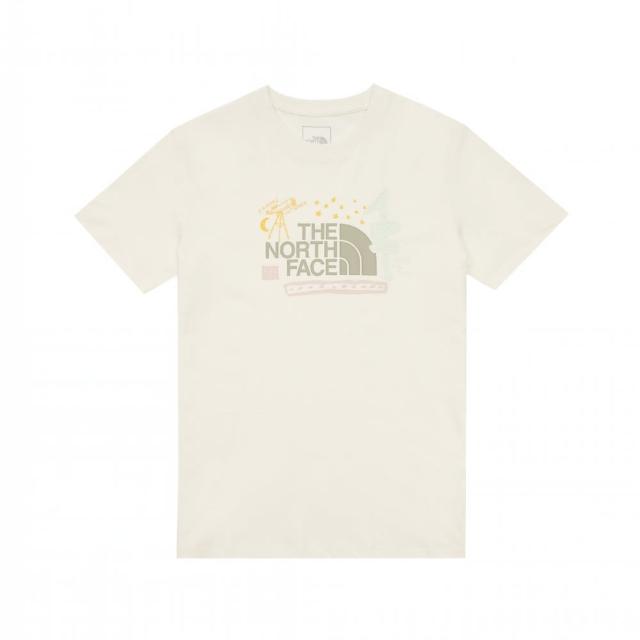 【The North Face】北臉 上衣 女款 短袖上衣 運動 W SS BTS GRAPHIC STD TEE 米白 NF0A8ASMQLI