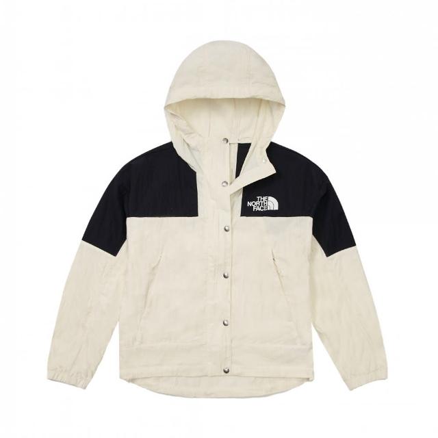 【The North Face】北臉 外套 女款 運動連帽外套 防風 防潑水 W MTN WIND JACKET 米白 NF0A81RXROU