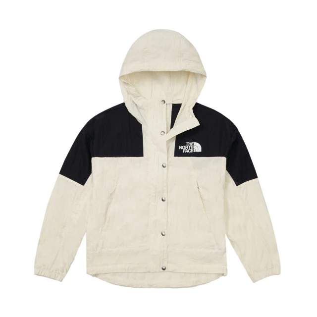 The North Face 北臉 外套 女款 運動連帽外套 防風 防潑水 W MTN WIND JACKET 米白 NF0A81RXROU