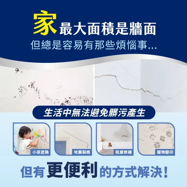 【得利官方旗艦店】全效合一乳膠漆+防霉抗菌補牆膏 電腦調色（1公升裝組）