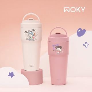 【WOKY 沃廚】啾啾妹聯名 渾圓杯 770ml(附Tritan粗吸管+矽膠粗吸管)