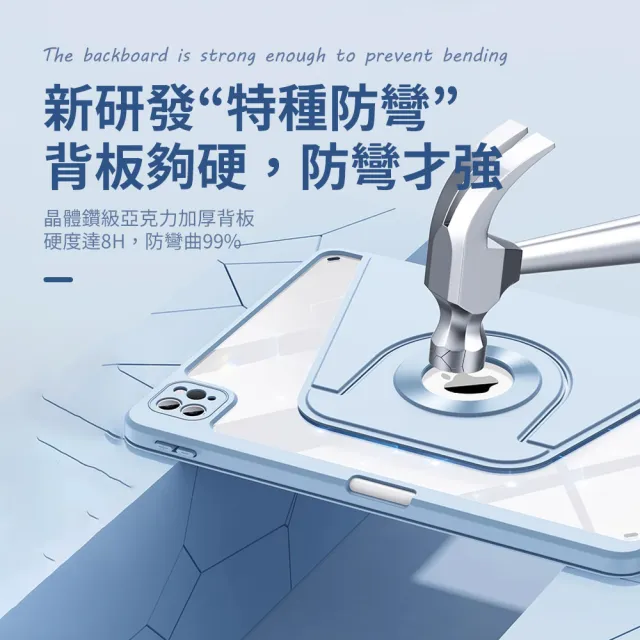 【OMG】iPad Air6/Air7 11吋磁吸分離保護套 720°旋轉三角支架 平板氣囊防摔保護殼 帶筆槽皮套 多角度支架