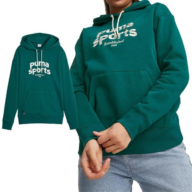 【PUMA】流行系列 女款 綠色 休閒 寬鬆 帽T 上衣 連帽 長袖 62521443