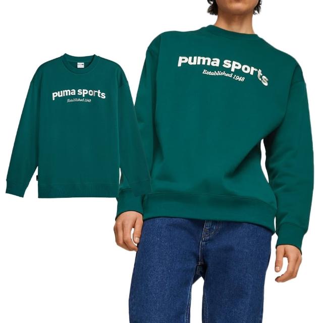 【PUMA】流行系列 男款 綠色 休閒 圓領 大學T 上衣 長袖 62520743