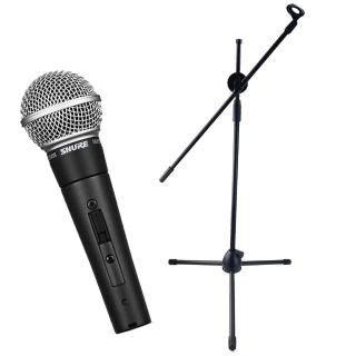 街頭演唱套裝組-SHURE SM58S人聲麥克風+JK-180輕量攜帶型直立式麥克風架-加贈5米麥克風線/原廠公司貨