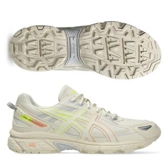 【asics 亞瑟士】GEL-VENTURE 6 男女款 復古 休閒 慢跑鞋(1203A438-100 米 橘黃 越野 後跟亞瑟膠 情侶鞋)