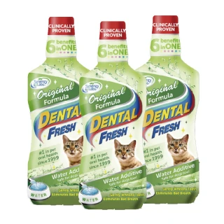 【美國潔牙白Dental Fresh】貓咪版潔牙液8FL OZ （237ml）*3入組(寵物口腔清潔)