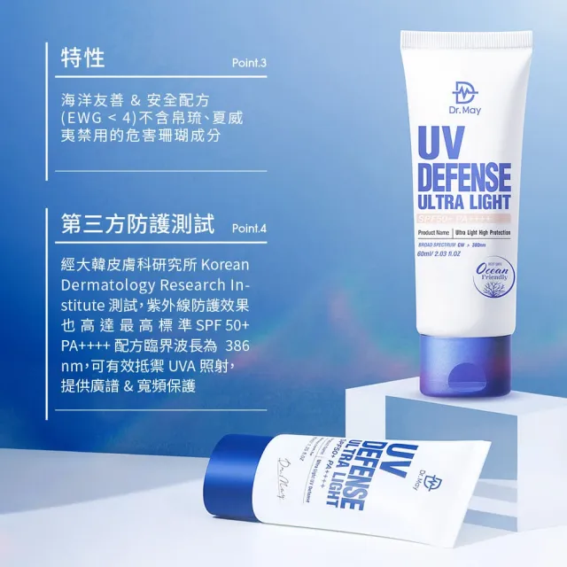 【Dr. May 美博士】DR. MAY 美博士專業隔離高效防曬乳 SPF50+PA++++60ml(二入組)