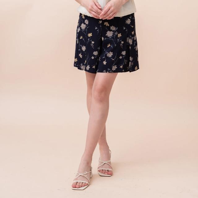 【perng yuh 芃諭名品】雅緻時光 印花 合褶 短褲裙(2024 SS Collection｜3A春夏系列)