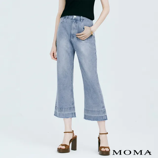 【MOMA】小喇叭細節洗水牛仔褲(淺藍色)