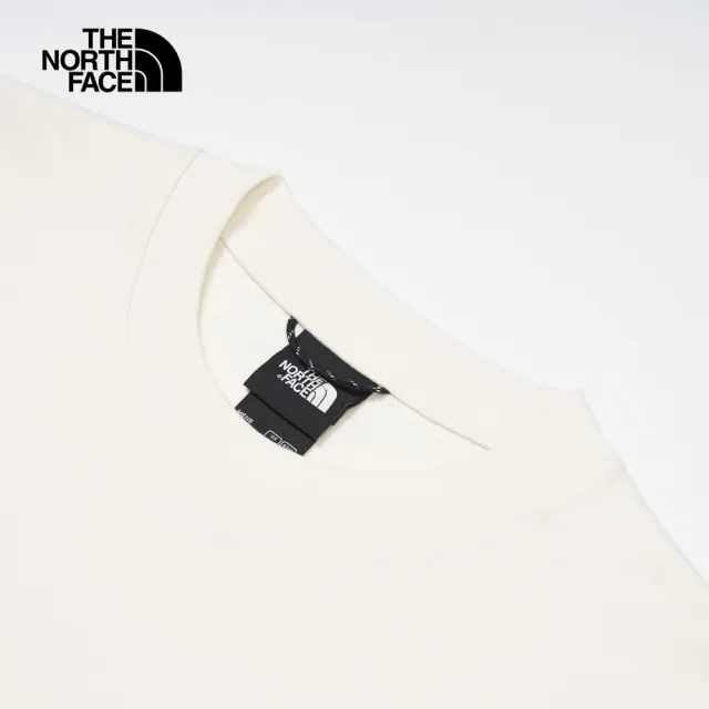 【The North Face】北面UE男款米白色純棉舒適刺繡LOGO長袖T恤｜8C55QLI