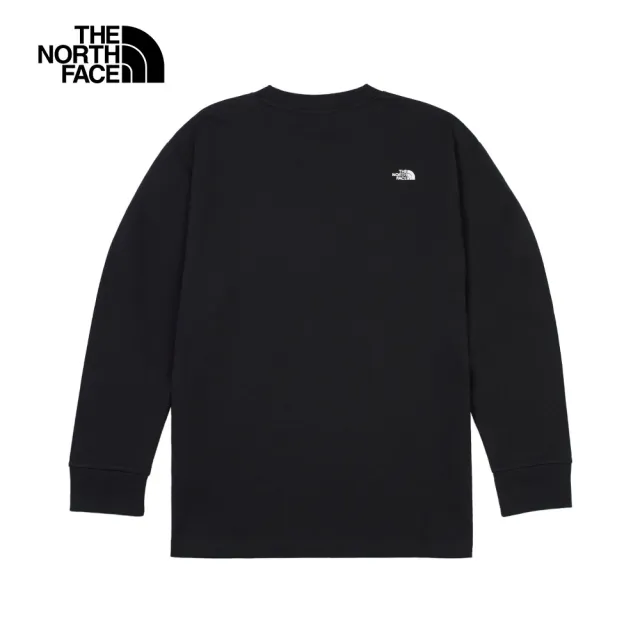 【The North Face】北面UE男款黑色純棉舒適刺繡LOGO長袖T恤｜8C55JK3