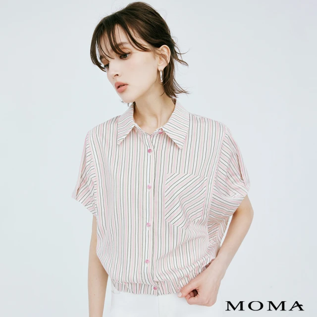 【MOMA】條紋休閒襯衫(粉色)