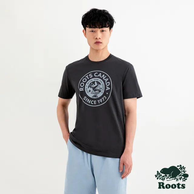 【Roots】Roots 男裝- ROOTS THINK GREEN短袖T恤(鐵灰色)