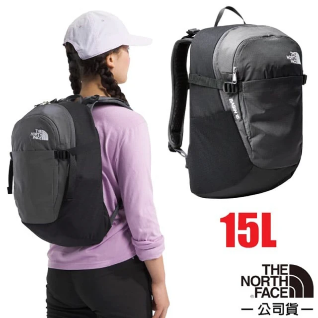 The North Face Basin 抗撕裂多功能耐磨減震後背包15L.上學書包.雙肩休閒背包(87SJ-4GZ 瀝黑灰)