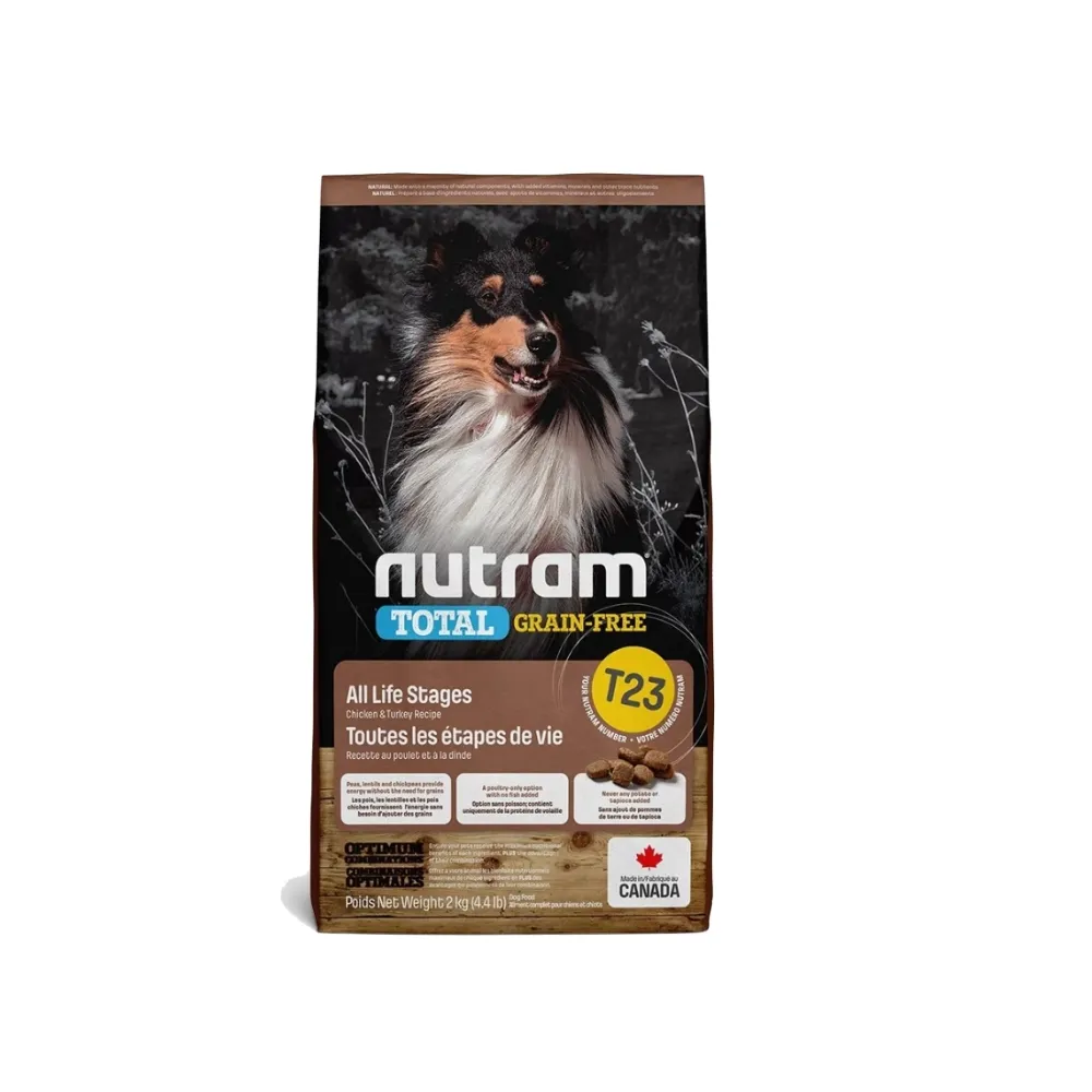 即期品【Nutram 紐頓】T23無穀火雞+雞肉潔牙全齡犬 11.4kg/25lb(狗糧、狗飼料、無穀犬糧)