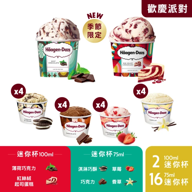 【Haagen-Dazs 哈根達斯】超人氣經典75ml迷你杯18入組(超級熱賣 必買推薦)