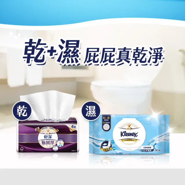 【Kleenex 舒潔】濕式衛生紙加蓋 80抽X8包/*2箱