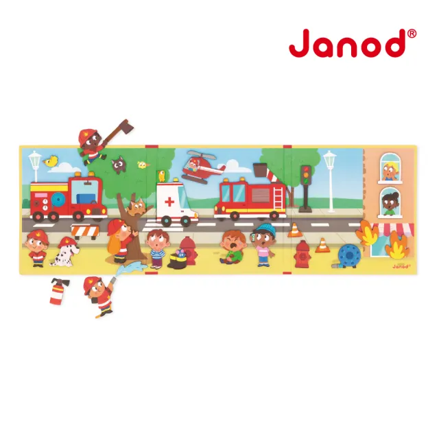 【Janod】磁鐵故事書-勇敢的消防員(好攜帶 輕薄 磁鐵遊戲  益智 認知)