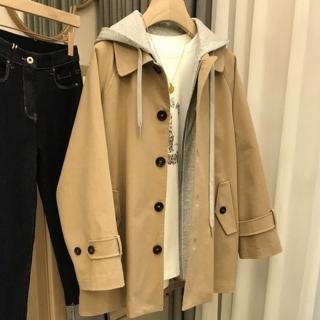 【巴黎精品】現貨+預購 風衣外套防風夾克(連帽拼接假兩件休閒女外套a1ge48)