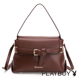 【PLAYBOY】翻蓋斜揹包 純色chic系列(咖色)