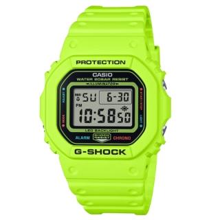 【CASIO 卡西歐】G-SHOCK 能量十足 活力滿分 閃電背光 亮眼黃 經典方型 DW-5600EP-9 42.8mm