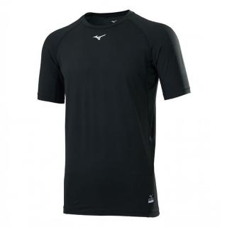 【MIZUNO 美津濃】上衣 男款 短袖上衣 運動 訓練 緊身衣 黑 12TABC0309