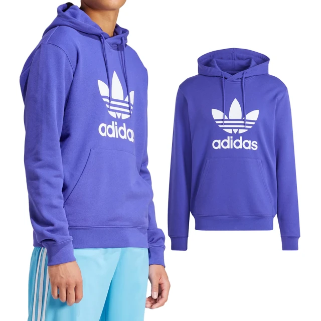 adidas 愛迪達 Trefoil Hoody 男款 紫色 三葉草 國際碼 長袖 上衣 帽T IM9398