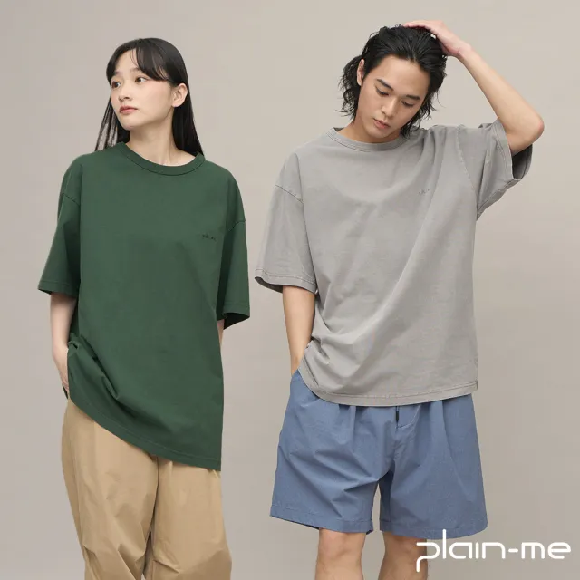 【plain-me】寬版刺繡水洗短TEE PLN0033-241(男款/女款 共6色 TEE 休閒上衣 短袖上衣)