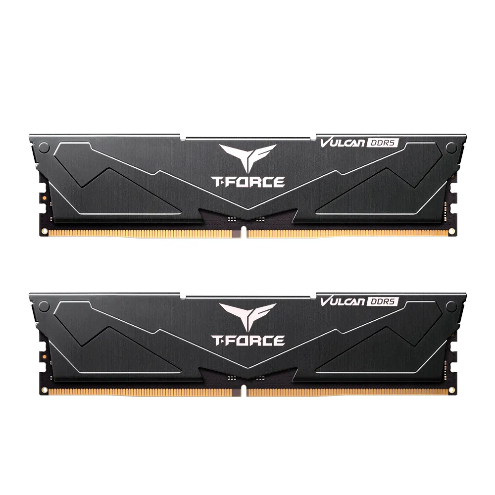 【Team 十銓】T-FORCE VULCAN 火神系列 DDR5-6400 32Gx2_64GB CL34 桌上型超頻0記憶體(黑色)