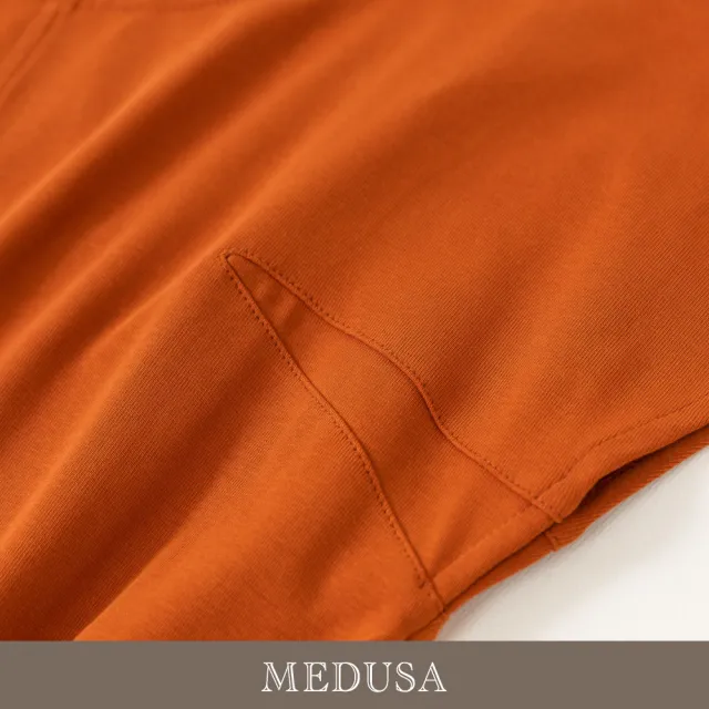 【MEDUSA 曼度莎】現貨-假兩件橘色休閒拼接洋裝（M-XL）｜休閒洋裝 長洋裝(301-72006)