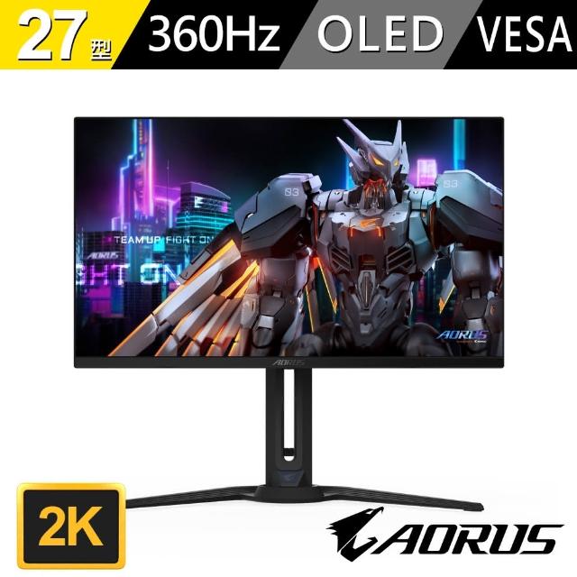 【GIGABYTE 技嘉】AORUS FO27Q3 27型 QD-OLED 2K 360Hz電競螢幕(0.03ms/QD-OLED/HDMI2.1/TYPE-C)