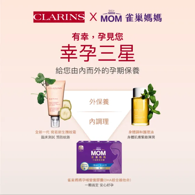 【CLARINS 克蘭詩】孕媽咪撫紋調理呵護組(撫紋霜+調和油)