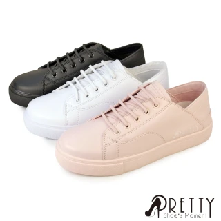 【Pretty】女鞋 小白鞋 休閒鞋 懶人鞋 免綁鞋帶 休閒拖鞋(粉紅、白色、黑色)