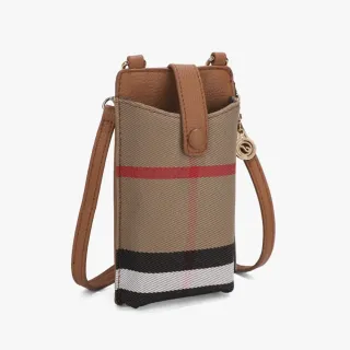 【KT DADA】帆布小包 經典格紋 手機包 格子包包 攜便包 帆布包 皮革手機包 斜背包 禮物 包包
