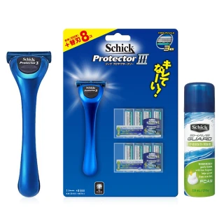 【Schick 舒適牌】捍將3刮鬍刀網路獨家超值組(1刀把9刀片+刮鬍泡210g)