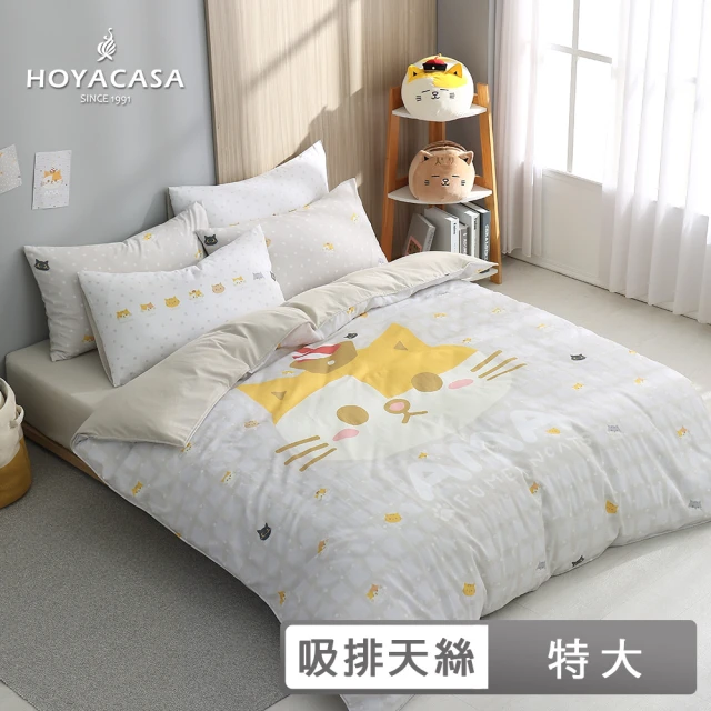 HOYACASA 禾雅寢具 100%精梳棉兩用被床包組-心織