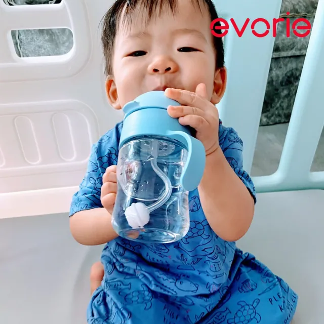 【Evorie】Tritan 200mL+300mL學飲吸管水杯組(總代理公司貨/微笑水杯)