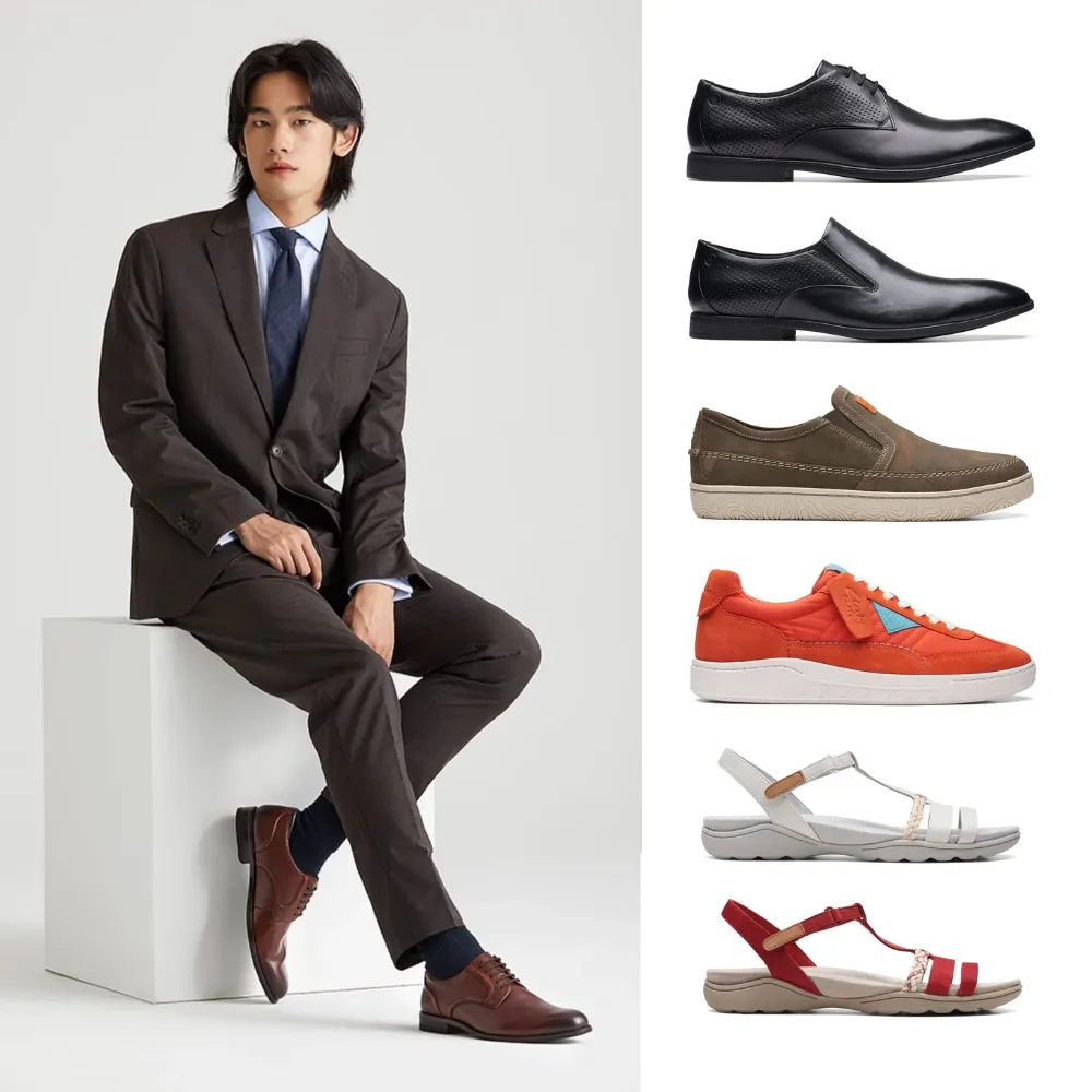 【Clarks】英國百年舒適真皮男女鞋 休閒鞋 平底鞋 娃娃鞋(網路獨家限定)