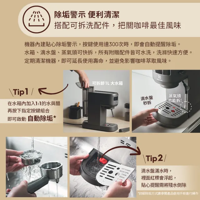 【Electrolux 伊萊克斯】極致美味500半自動義式咖啡機(E5EC1-51MB 珍珠黑觸控款)