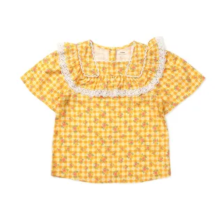 【lulabee】童裝-格紋方領襯衫(黃色)