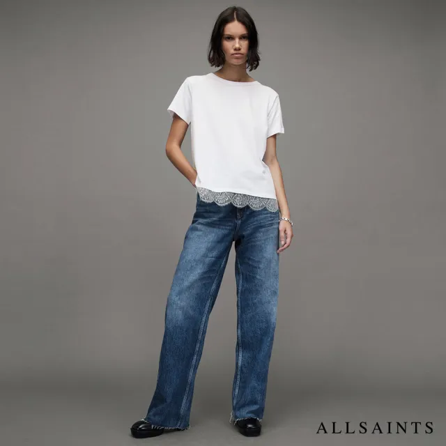 【ALLSAINTS】LEE 蕾絲拼接短袖T恤-白 WM033Z(舒適版型)