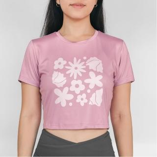 【A-MYZONE】女款 吸濕排汗衣 運動上衣 圓領短版機能上衣 運動休閒短袖上衣(四向彈性 雙向透氣 吸濕排汗)