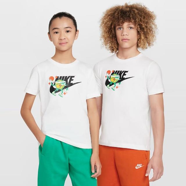 【NIKE 耐吉】上衣 大童 男女童 短袖上衣 運動 K NSW TEE BASKETBALL 白 FZ5123-100