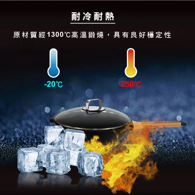 【本錢鋪】婦樂透 遠紅外線全炭百歲鍋 30cm單柄炒鍋+時尚泡麵碗組